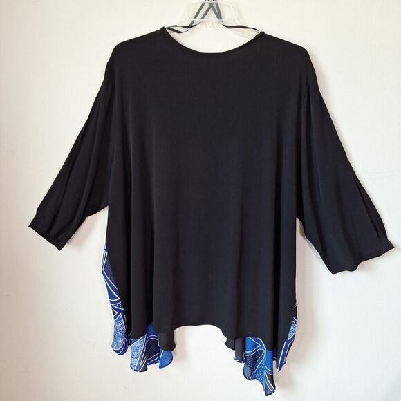 Catherines Slit Sleeve Black Blue Geometric Open Front Tunic Women Size 4X - Picture 6 of 6
